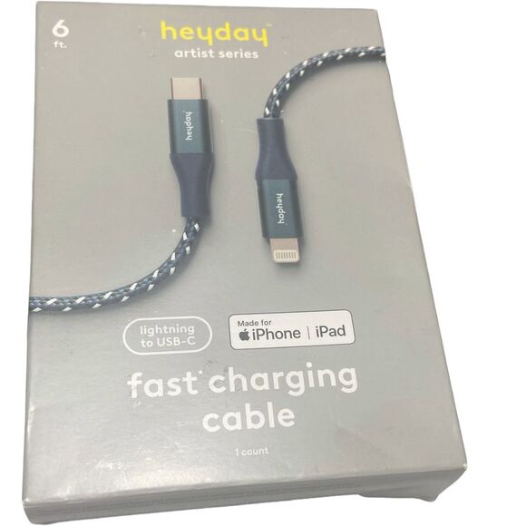 Heyday Artist Series 6ft Fast Charging USB-C to 8-pin Cable for iPhone, iPad - Picture 3 of 10